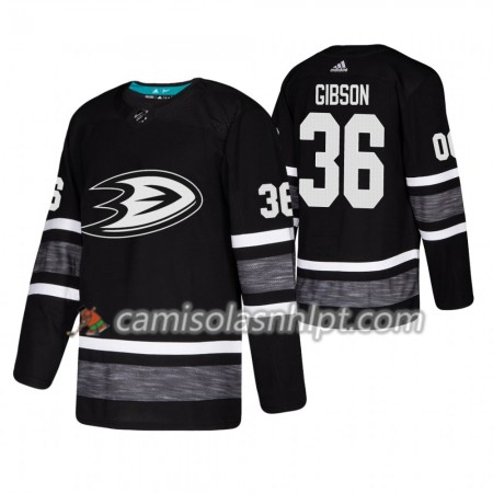 Camisola Anaheim Ducks John Gibson 36 2019 All-Star Adidas Preto Authentic - Homem